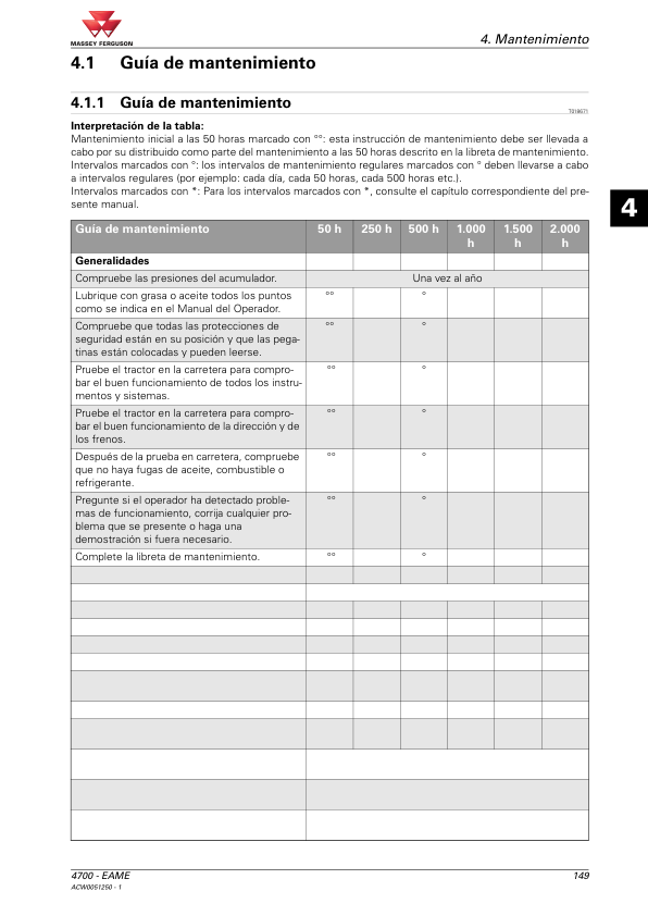 Massey Ferguson 4700 Series 4707 4708 4709 Tractor Operators Manual ES - Image 11