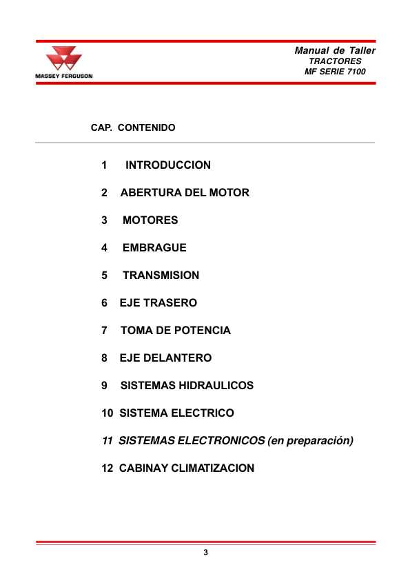 Massey Ferguson 7100 Series Tractor Service Manual ES - Image 4