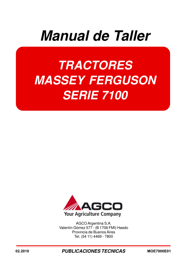 Massey Ferguson 7100 Series Tractor Service Manual ES - Image 2