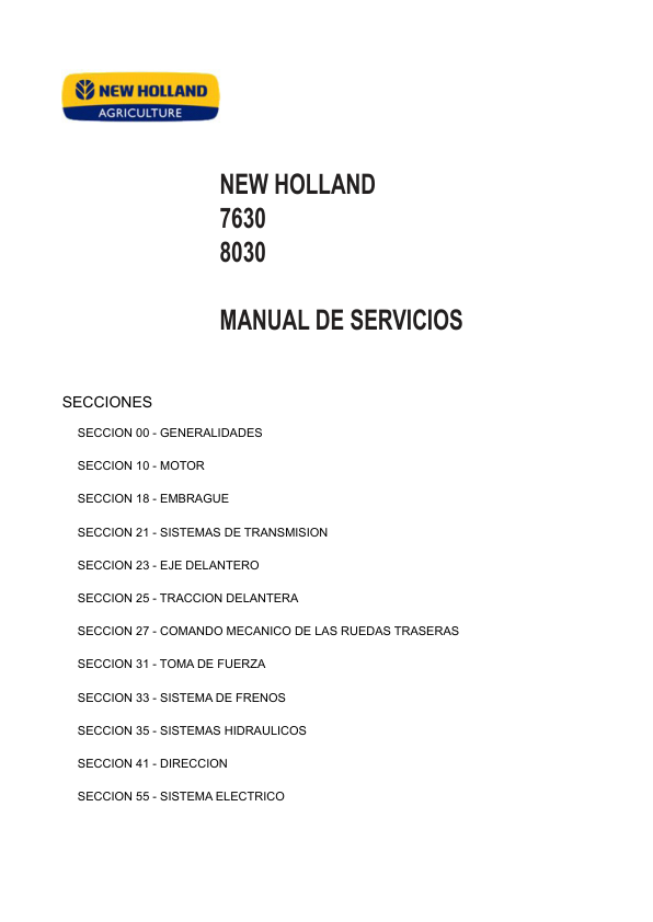 New Holland 7630 8030 Tractor Service Manual ES - Image 2