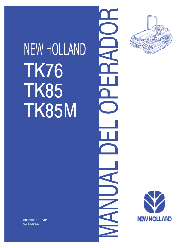 New Holland TK76 TK85 TK85M Crawler Tractor Operators Manual ES - Image 2