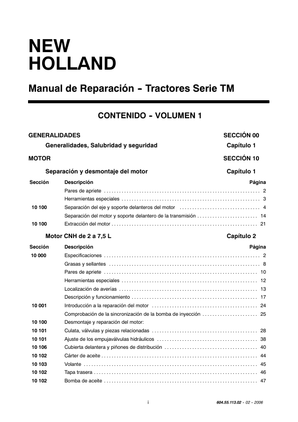 New Holland TM Serie Tractor Repair Manual ES - Image 2