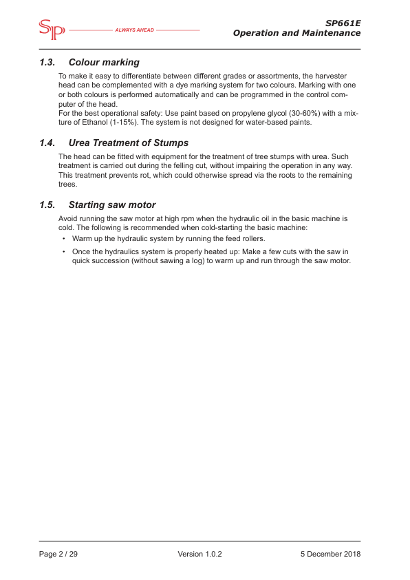 SP SP661E Processing Head Operation and Maintenance Manual - Image 8