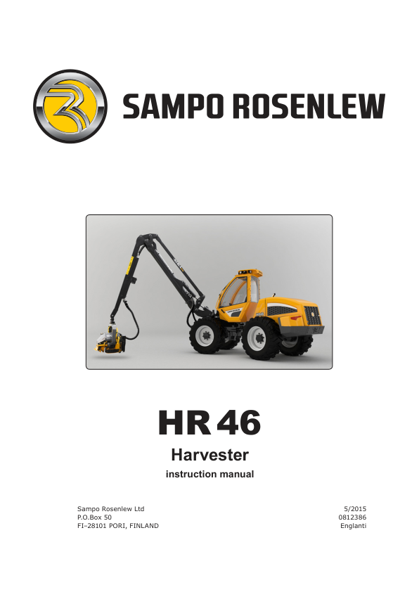 Sampo Rosenlew HR46 Harvester Operators Manual - Image 2