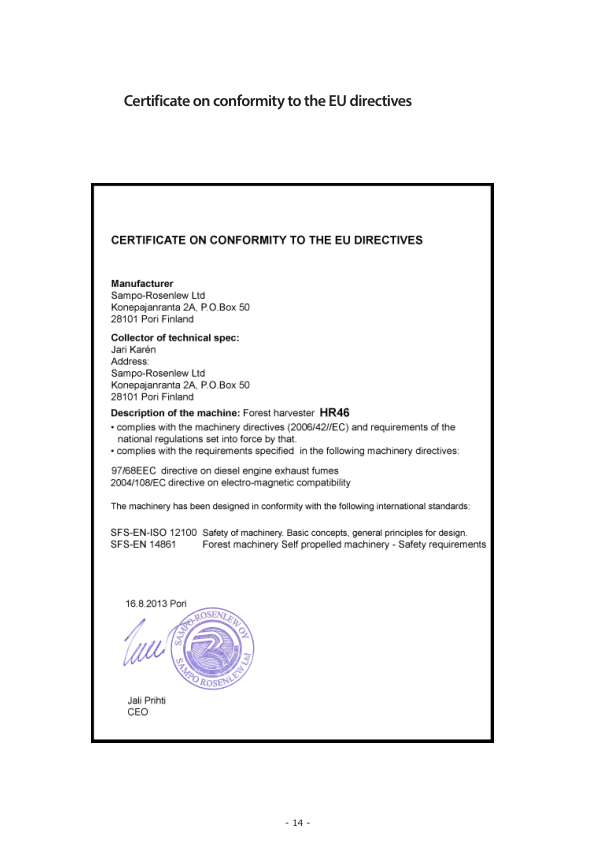Sampo Rosenlew HR46 Harvester Operators Manual - Image 11