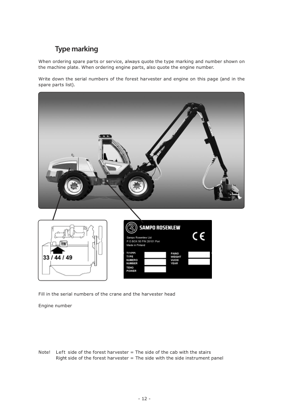 Sampo Rosenlew HR46 Harvester Operators Manual - Image 5
