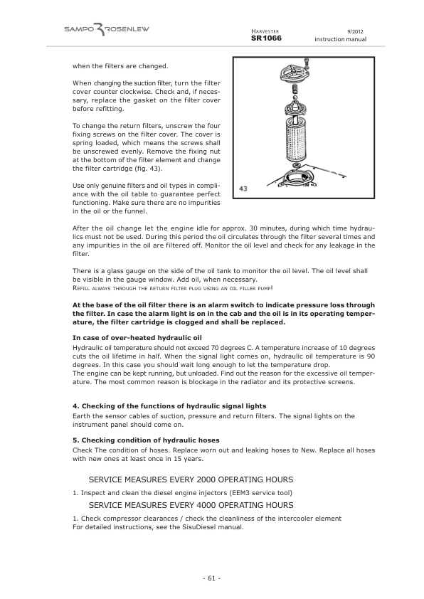 Sampo Rosenlew SR1066 Harvester Operators Manual - Image 15