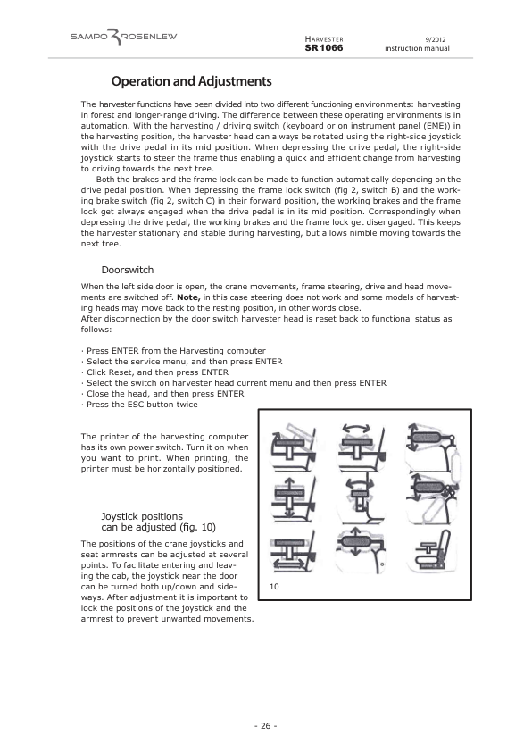 Sampo Rosenlew SR1066 Harvester Operators Manual - Image 11