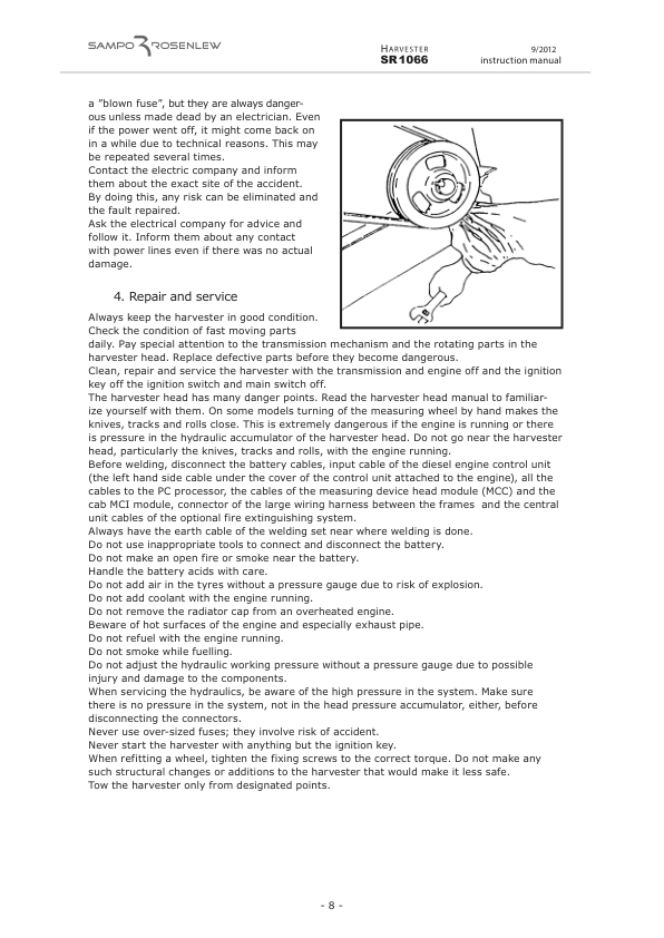 Sampo Rosenlew SR1066 Harvester Operators Manual - Image 16
