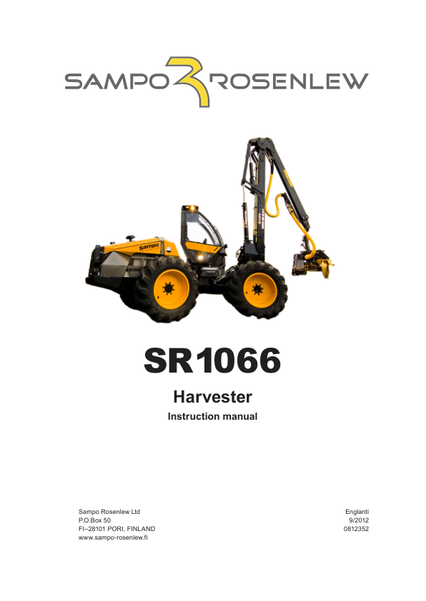 Sampo Rosenlew SR1066 Harvester Operators Manual - Image 2
