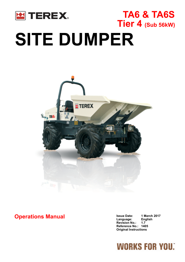 TEREX TA6 TA6S Tier 4 56kW Dumper Operators Manual 2017 - Image 2