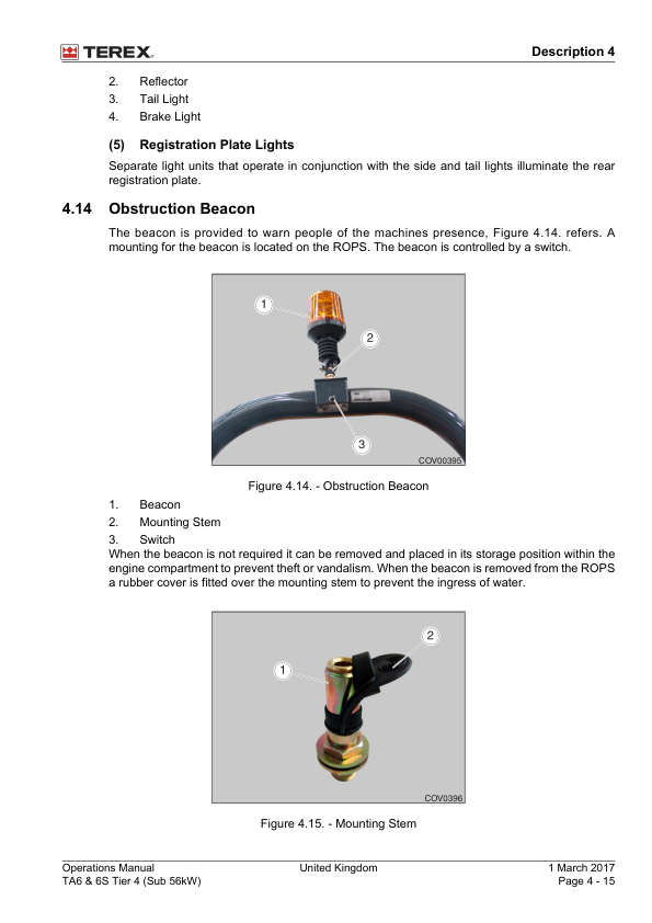 TEREX TA6 TA6S Tier 4 56kW Dumper Operators Manual 2017 - Image 14