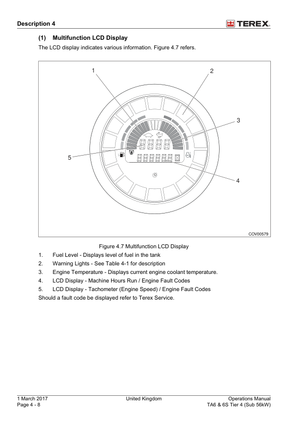 TEREX TA6 TA6S Tier 4 56kW Dumper Operators Manual 2017 - Image 13