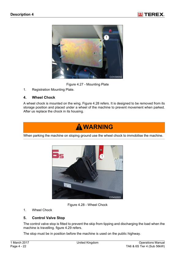 TEREX TA6 TA6S Tier 4 56kW Dumper Operators Manual 2017 - Image 15