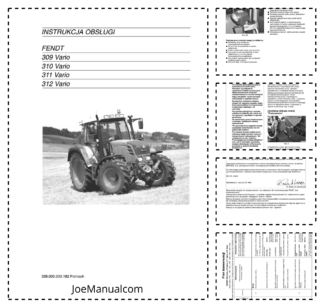 Fendt 309 310 311 312 Vario Tractor Operators Manual PL