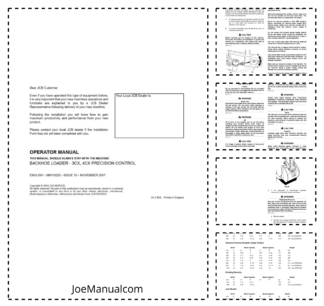 JCB 3CX 4CX Precision Control Backhoe Loader Operators Manual 9801/9220-10