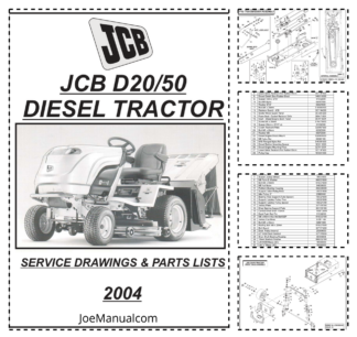 JCB D20 50 Diesel Tractor Mower Service Manual Parts Catalog 2004