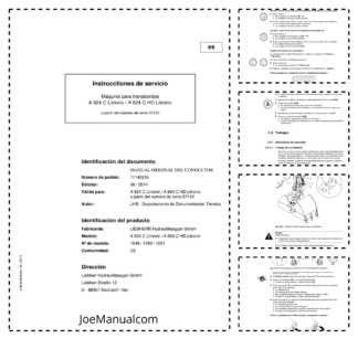 Liebherr A924C HD Litronic Excavator Operators Manual SN 57100 ES