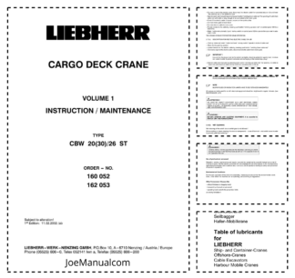 Liebherr BW 20(30) 26 ST Crane Operation and Maintenance Manual Vol 1