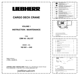Liebherr CBW 40 29.5 ST Crane Operators Manual Vol 1