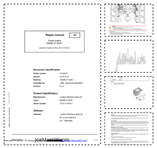 Liebherr D9508 A7 SCR Engine Repair Manual SN 2012-14-0000 and UP