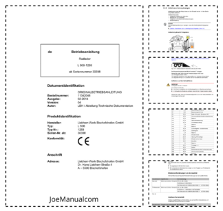 Liebherr L506 1258 Wheel Loader Operators Manual SN 30398 DE