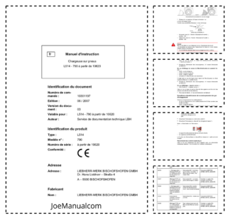 Liebherr L514 790 Wheel Loader Operators Manual SN 10620 FR