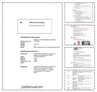 Liebherr L580 1456 Wheel Loader Operators Manual SN 40359 PT