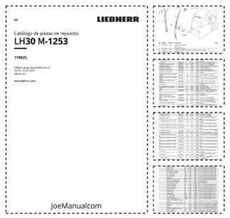Liebherr LH 30 M-1253 Material Handler Parts Catalog SN 119925