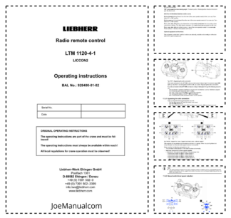 Liebherr LICCON 2 LTM 1120 4.1 Crane Radio Remote Control Operators Manual