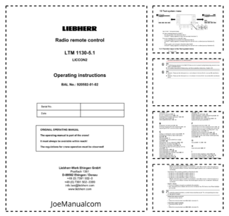 Liebherr LICCON 2 LTM 1130-5.1 Crane Radio Remote Control Operators Manual
