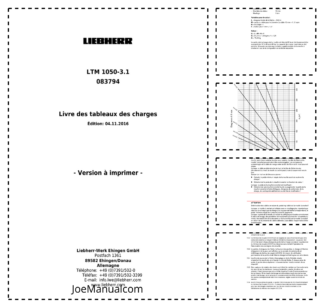 Liebherr LTM 1050 3.1 Load Chart Manual Operators Manual SN 83794 FR