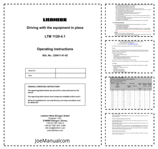 Liebherr LTM 1120-4.1 Crane Driving With The Equipment in Place Operators Manual