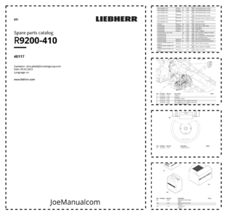 Liebherr R9200-410 Excavator Parts Catalog SN 40117