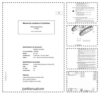 Liebherr R9250 437 Excavator Operators Manual SN 18924 FR