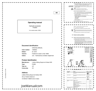 Liebherr R9250 437 Excavator Operators Manual SN 18924