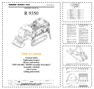 Liebherr R9350 Excavator Assembly Service Manual