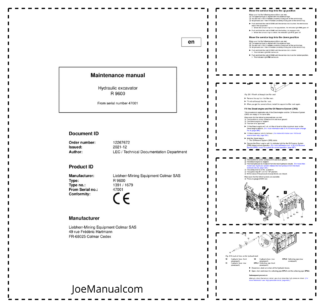 Liebherr R9600 1391 1679 Excavator Maintenance Manual SN 47001