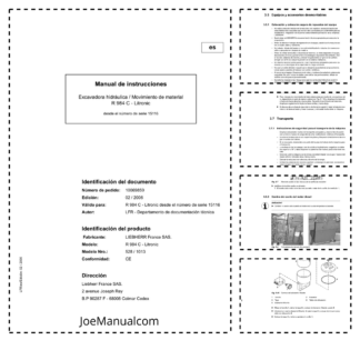 Liebherr R984C Litronic 528 1013 Excavator Operators Manual SN 15116 ES