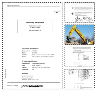 Liebherr R994C Litronic 786 791 792 793 1000 1079 Excavator Operators Manual SN 17429