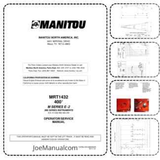 Manitou MRT 1432 M Series E-2 Telehandler Operators and Service Manual SN 411048 and Below