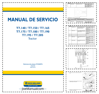 New Holland T7.140 150 165 175 180 190 195 205 Tractor Service Manual ES