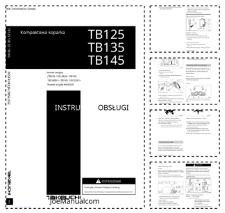 Takeuchi TB125 TB135 TB145 Excavator Operators Manual SN 12514526 13514051 14513261 PL