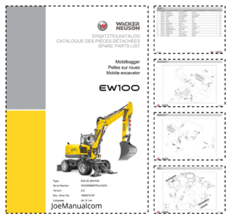 Wacker Neuson EW100 Excavator Parts Catalog SN WNCE0606TPAL00200 and UP v2.2 DE FR EN