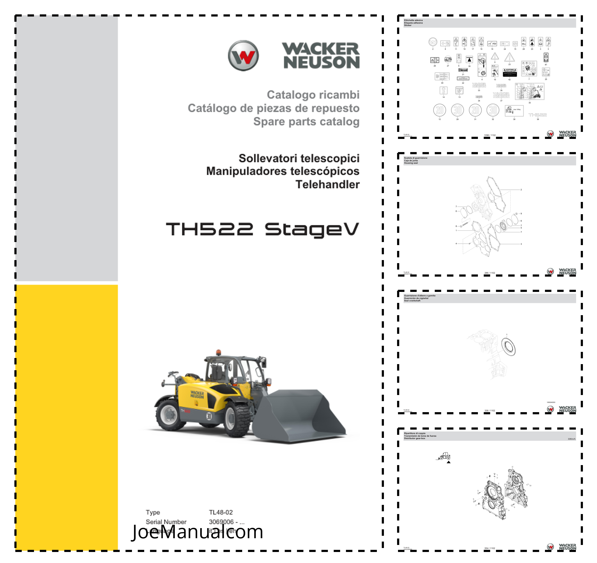 Wacker Neuson TH522 Stage V Telehandler Parts Catalog SN 3069006- IT ES EN