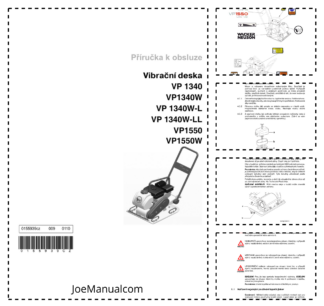 Wacker Neuson VP 1340 1340W 1340W-L 1340W-LL 1550 1550W Vibratory Plate Operators Manual v009 CZ