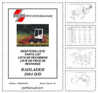 Weidemann 2004 D D Wheel Loader Parts Catalog