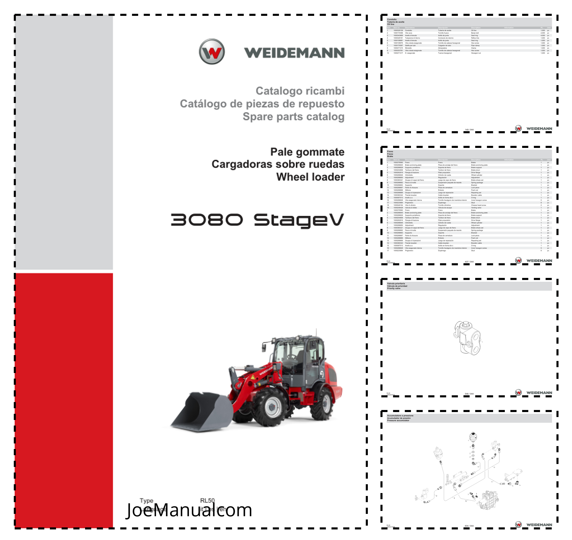Weidemann 3080 Stage V Wheel Loader Parts Catalog IT ES EN