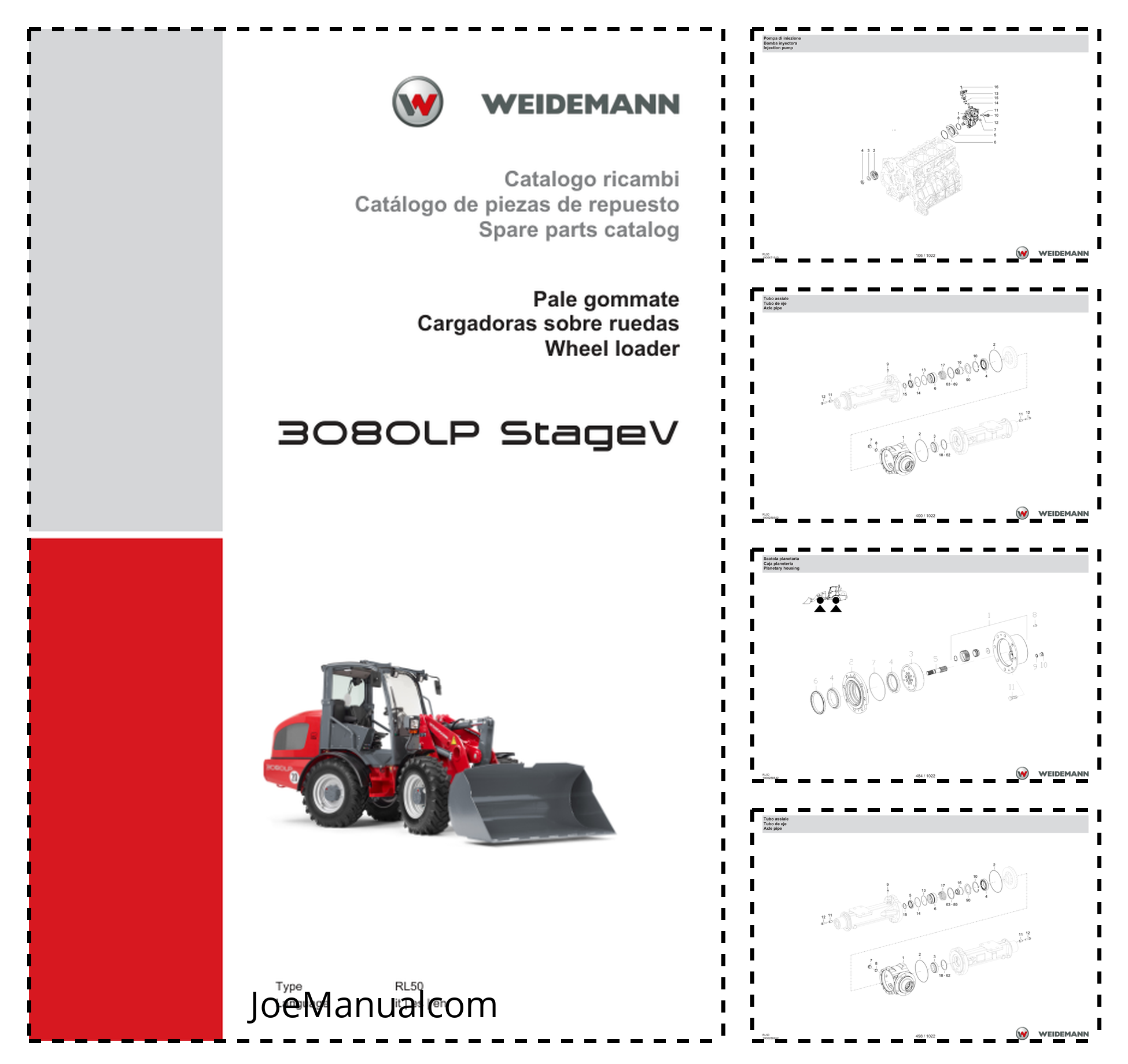 Weidemann 3080LP Stage V Wheel Loader Parts Catalog IT ES EN