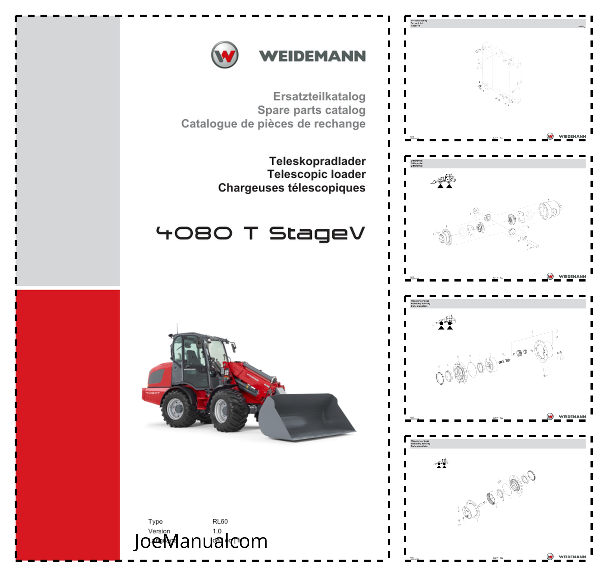 Weidemann 4080 T Stage V Telescopic Loader Parts Catalog v1.0 DE EN FR